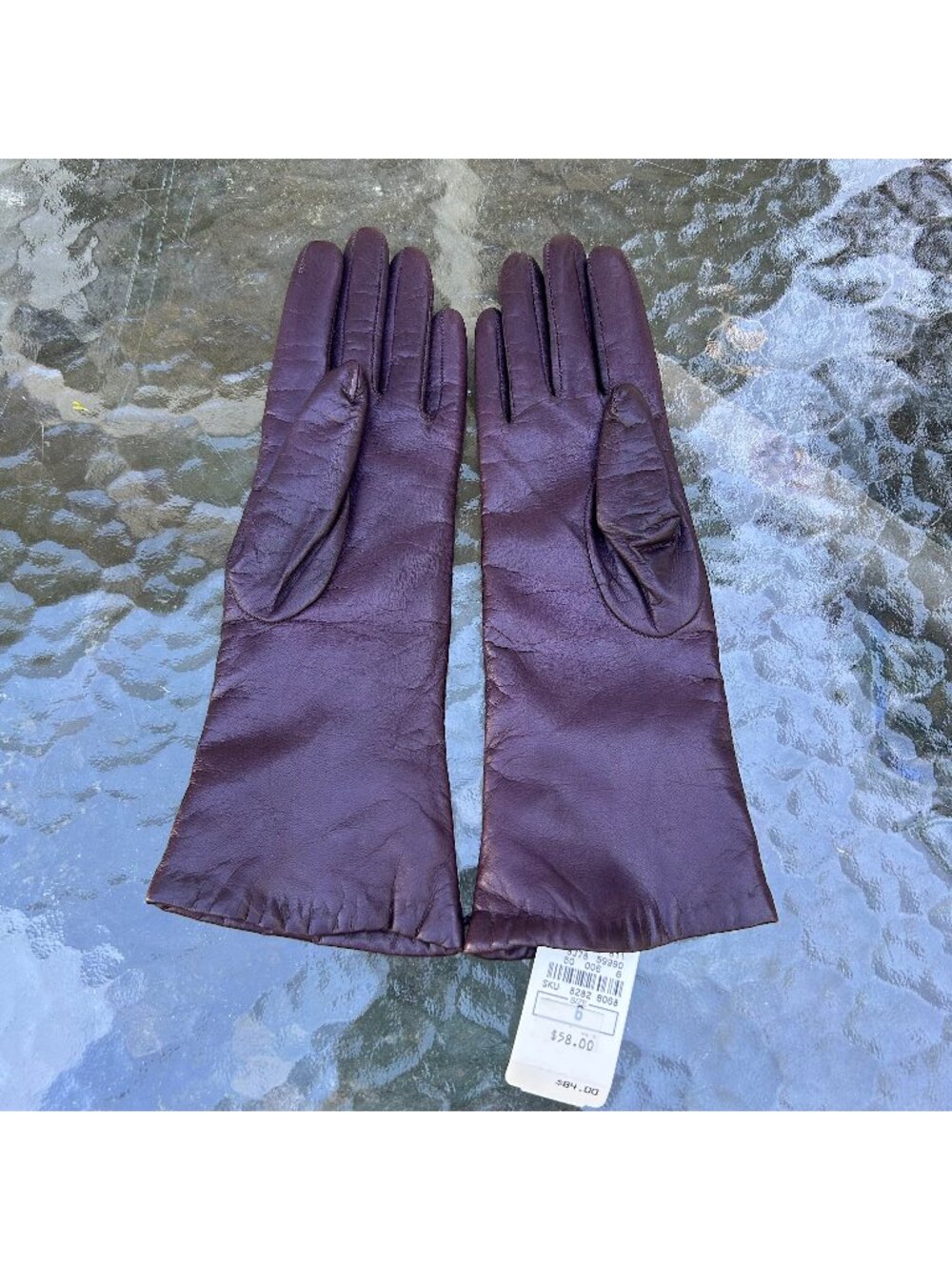 Neiman Marcus NWT Italian Leather Cashmere Lined Gloves Burgundy Size 6